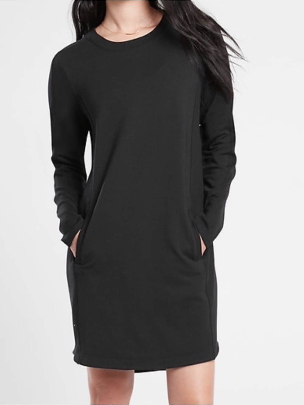 Athleta Black Long-Sleeve Sweatshirt Dress size S